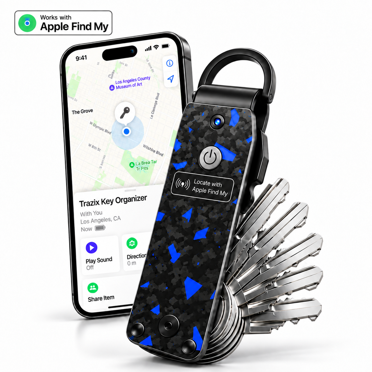 Smart key organizer compatible with Apple Find My